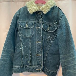 GAP Kid faux fur lined denim jacket.